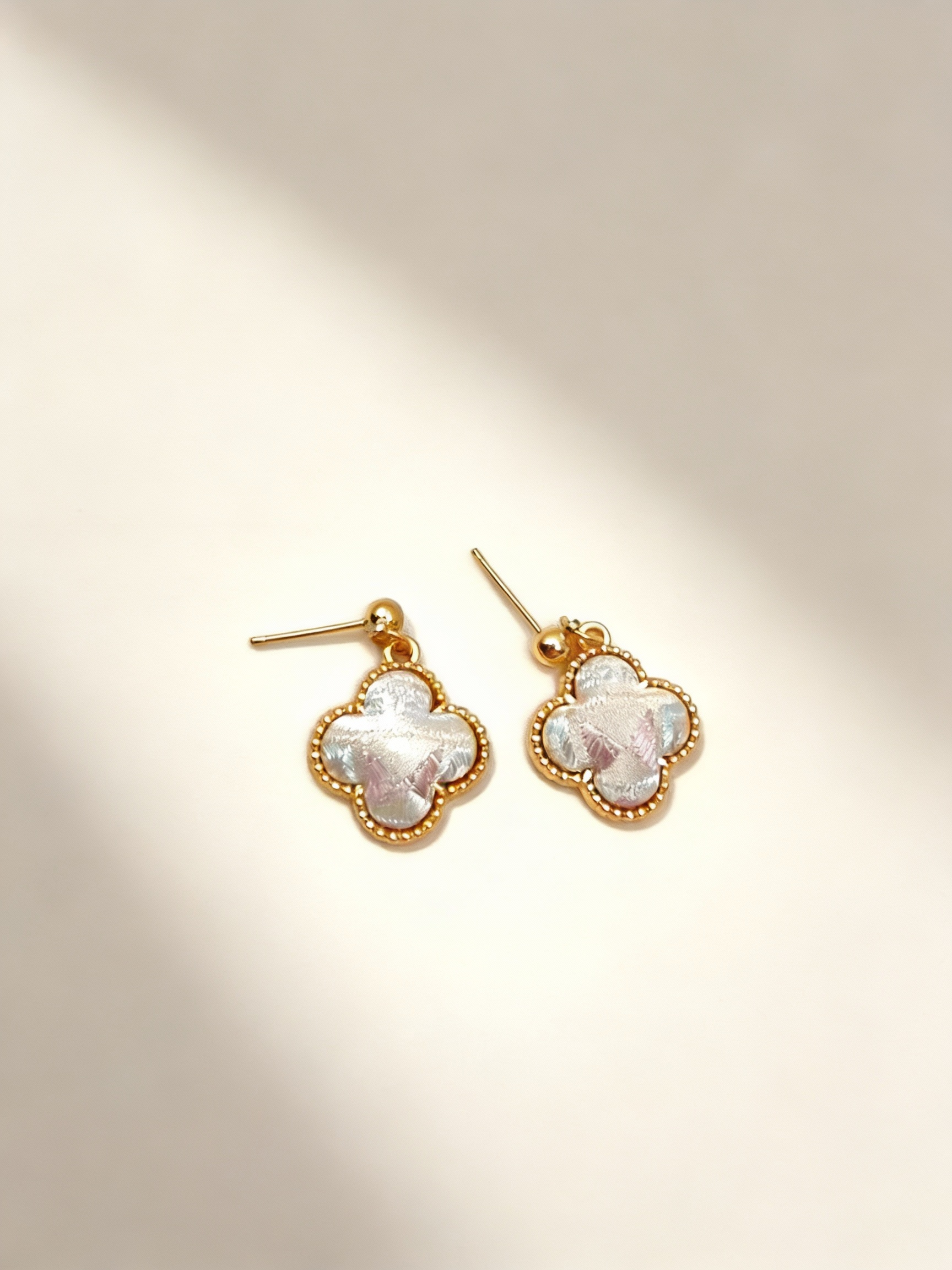 Zhuang Brocade Four-Leaf Clover Earrings